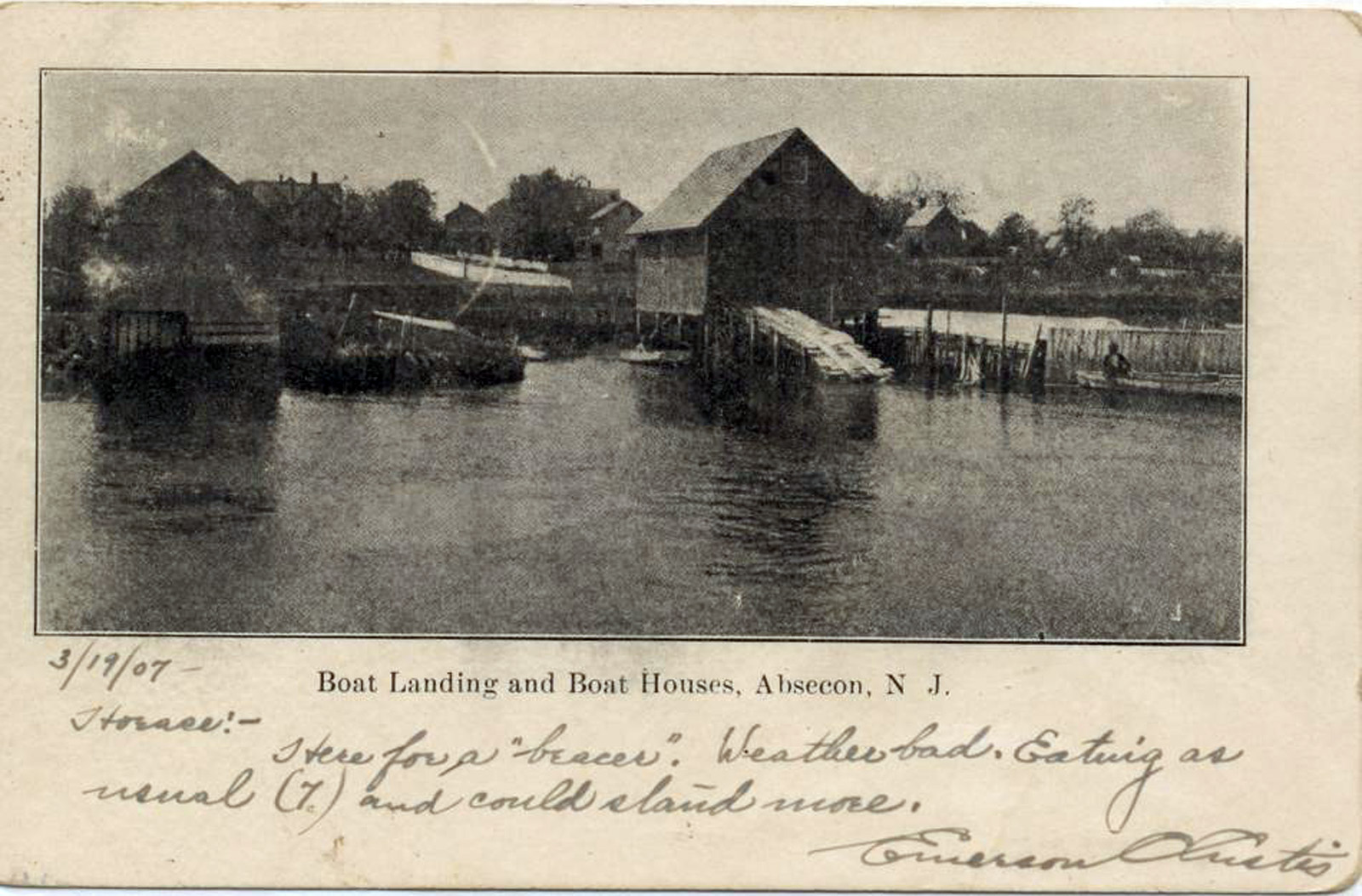 Absecon Boat Landing and Boat Houses c 1910 copy Absecon Old